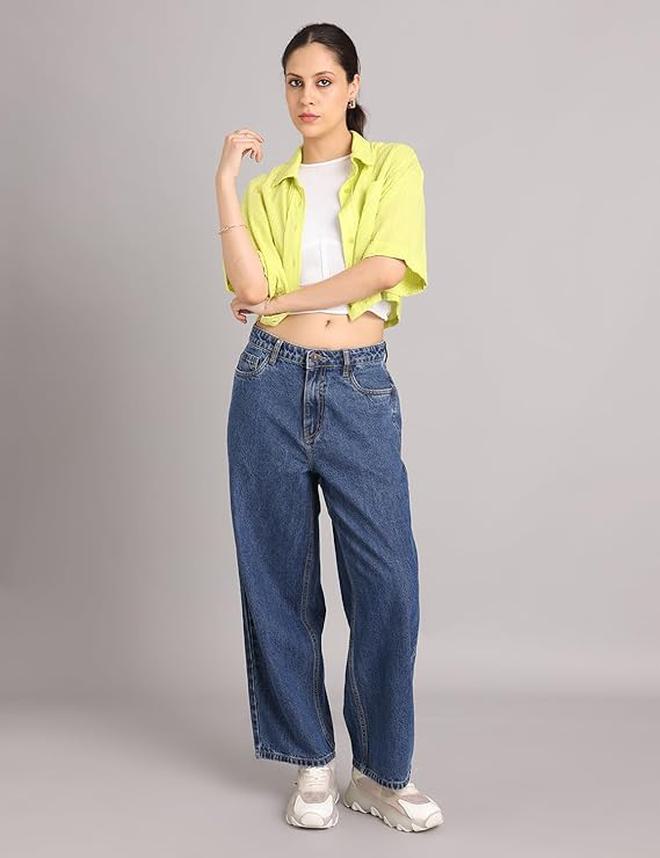 inkd جينز نسائي واسع - متوسط الارتفاع | 100٪ قطن | جينز للنساء - Image 2